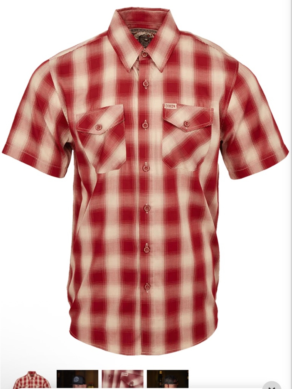 Dixxon Sonoma Shirt Mens Medium Red Plaid Short Sleeve Button Up Flannel Bamboo
